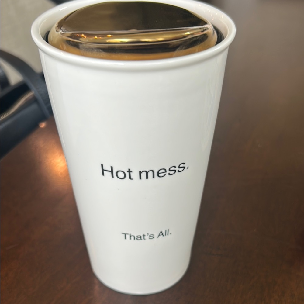 White and Gold Travel Mug